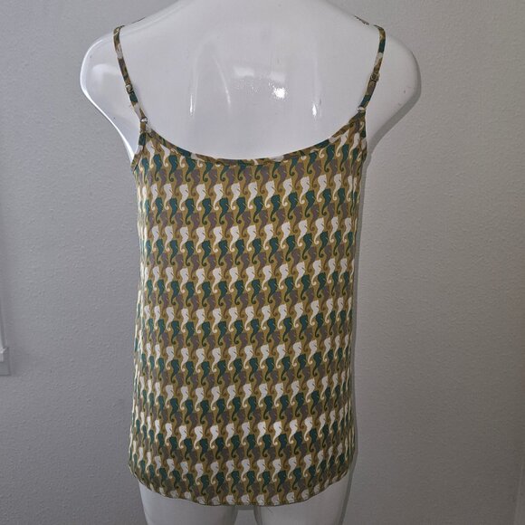 CAbi Seahorse Tank Top XS Pleated Front Adjustable Straps Mustard Gray Green - Picture 5 of 13
